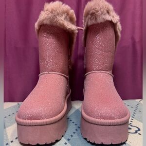 Glaze Pink Glitter Winter Boots